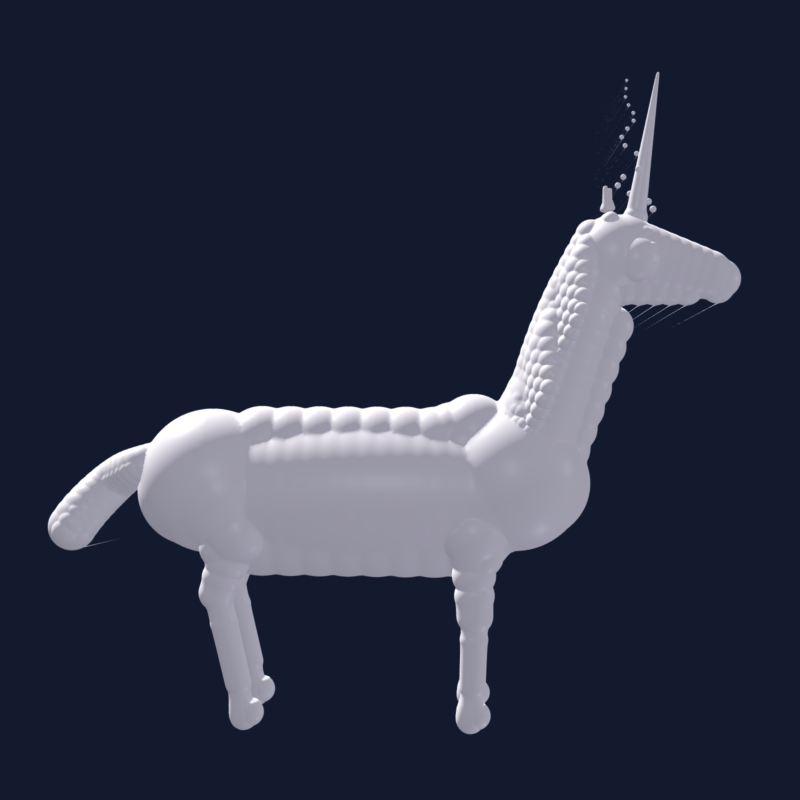 Optimized SVG: a detailed 3D unicorn with refined shading and features.